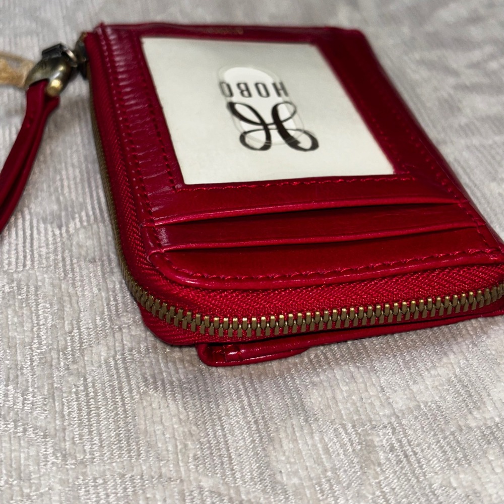 HOBO Addi Card Case Claret Red Leather Zip Wallet ID Window New - Picture 5 of 12